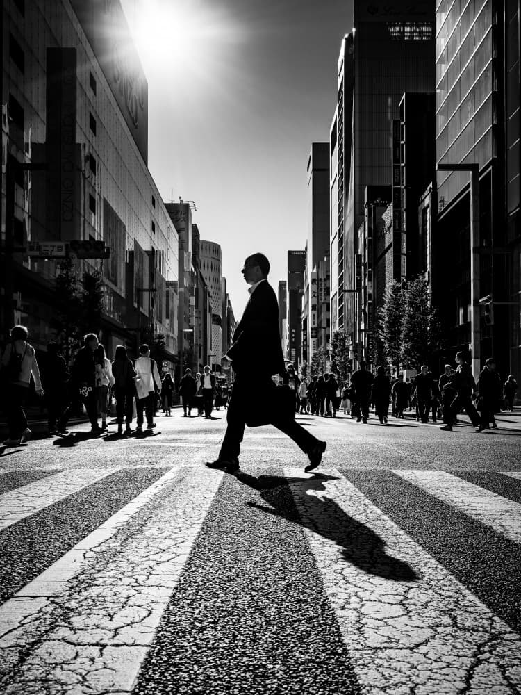 Urban Commute Silhouette by Kenichiro Tsukada — canvas wall art