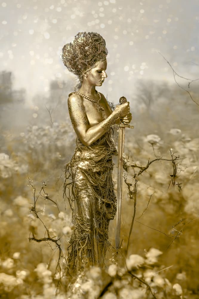Golden Warrior Goddess by Marcel Egger — canvas wall art