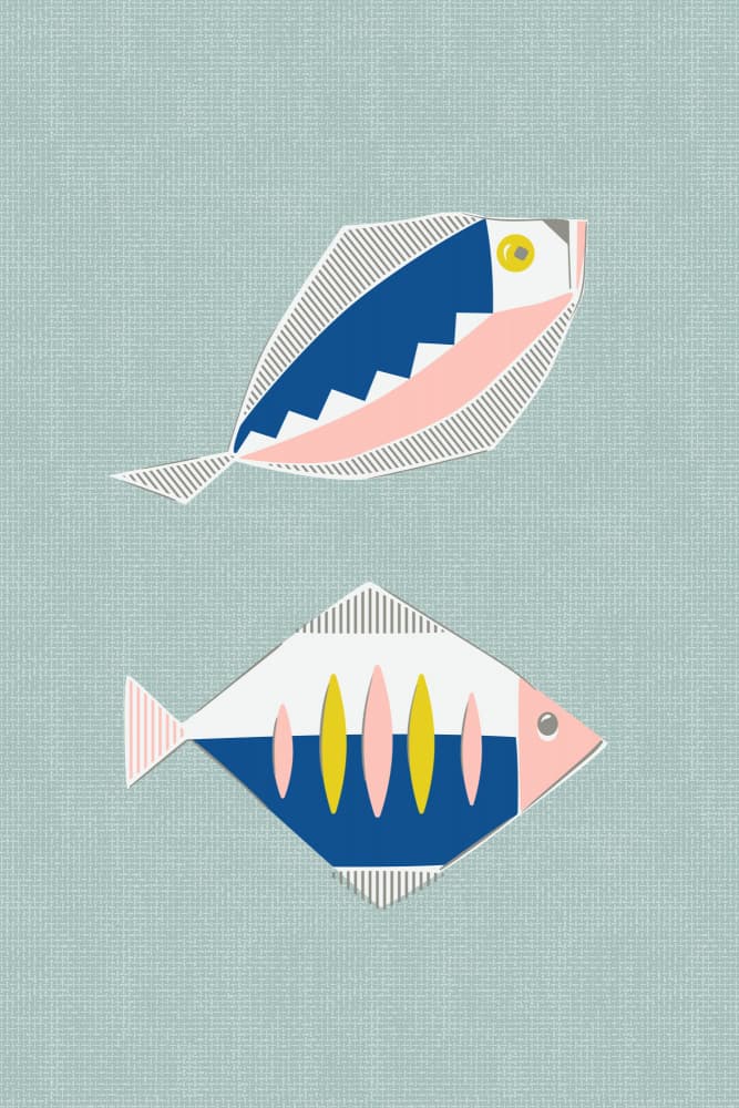 Playful Geometric Fish by Alexandra Weise — canvas wall art