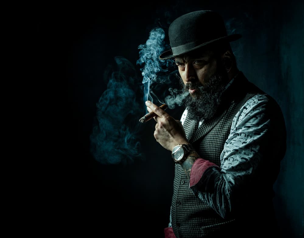 Mysterious Cigar Smoker by gNo — canvas wall art