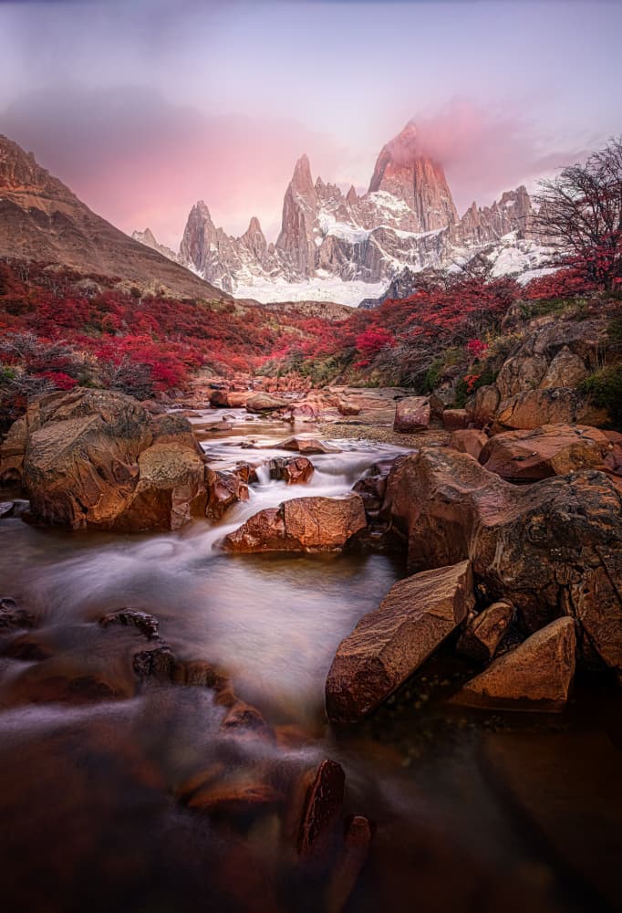 Fitz Roy Autumn River by Yuan Su — canvas wall art