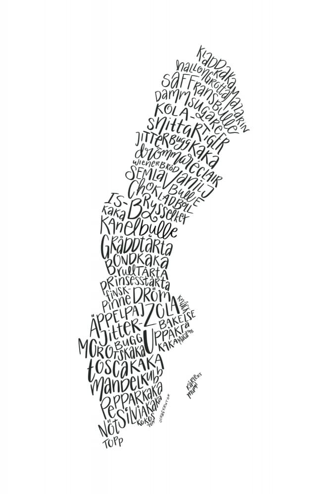 Swedish Dessert Map by Aminah Eleonora — canvas wall art