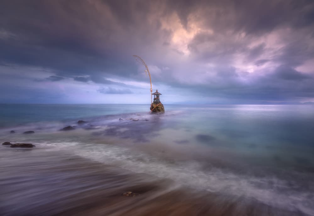 Twilight Ocean Temple by joanaduenas — canvas wall art