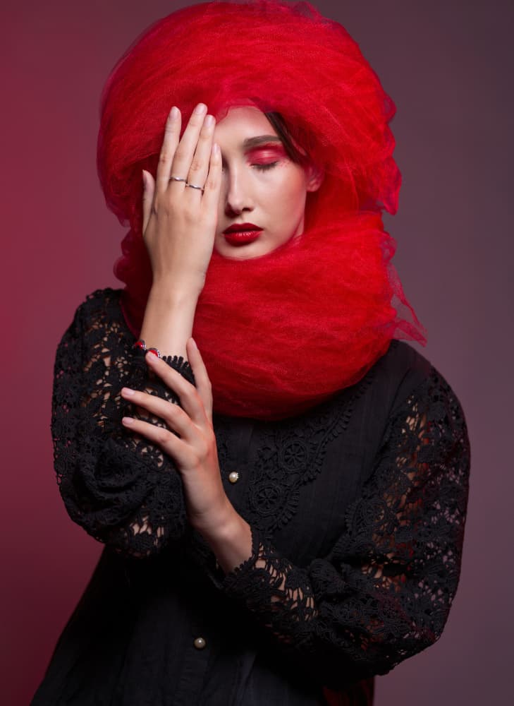Woman in Red Headdress by Offer Ellbogen — canvas wall art