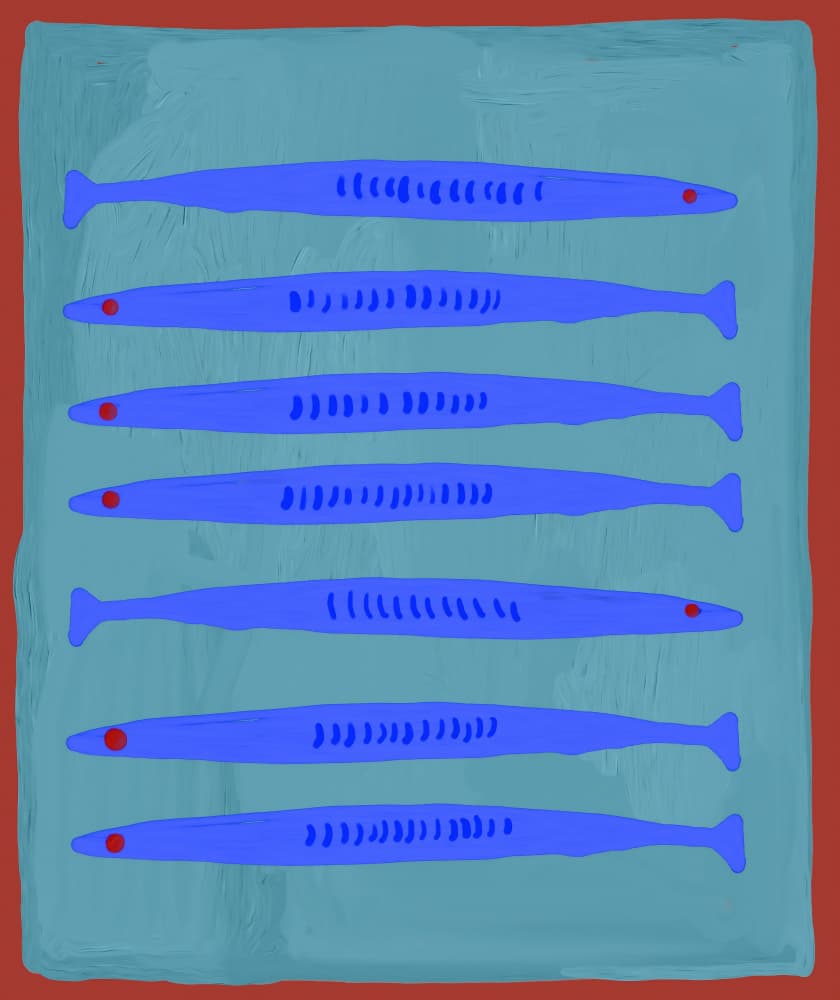 Blue Fish Pattern by Josie George — canvas wall art