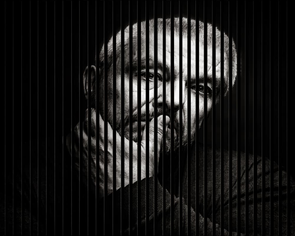 Contemplative Striped Portrait by Stefan Eisele — canvas wall art