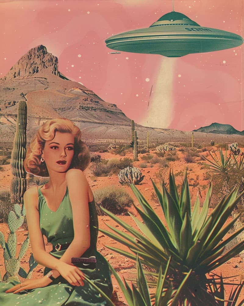 Desert UFO Encounter by Samantha Hearn — canvas wall art
