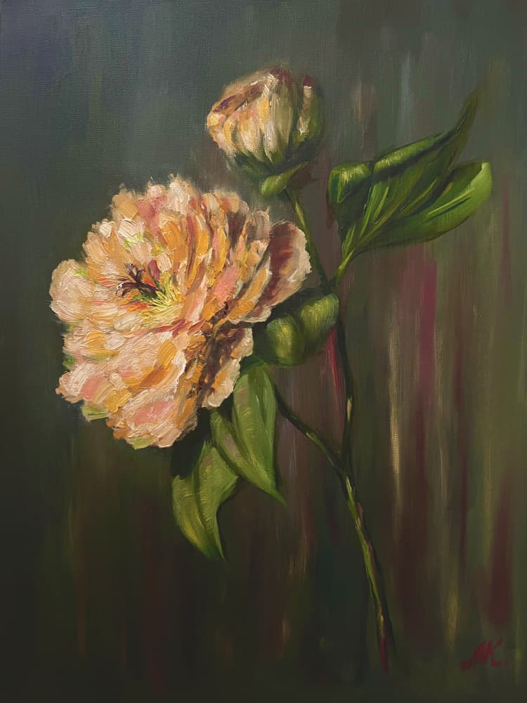 Elegant Floral Peony by Marina Kozyr — canvas wall art