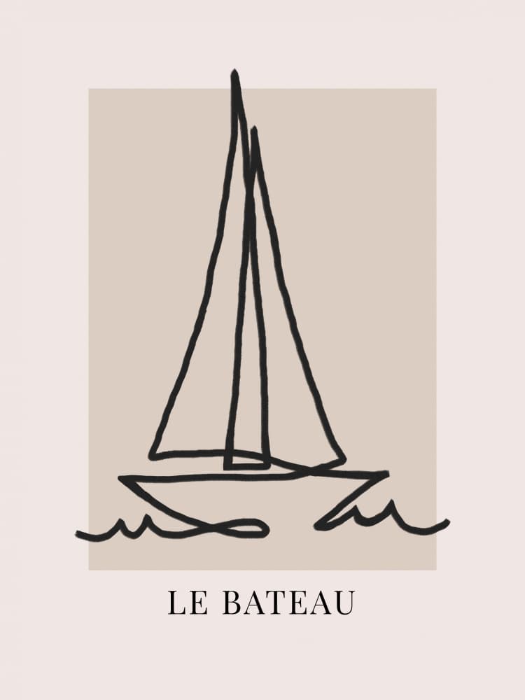 Minimalist Ocean Sailboat by Caroline Gräntz — canvas wall art