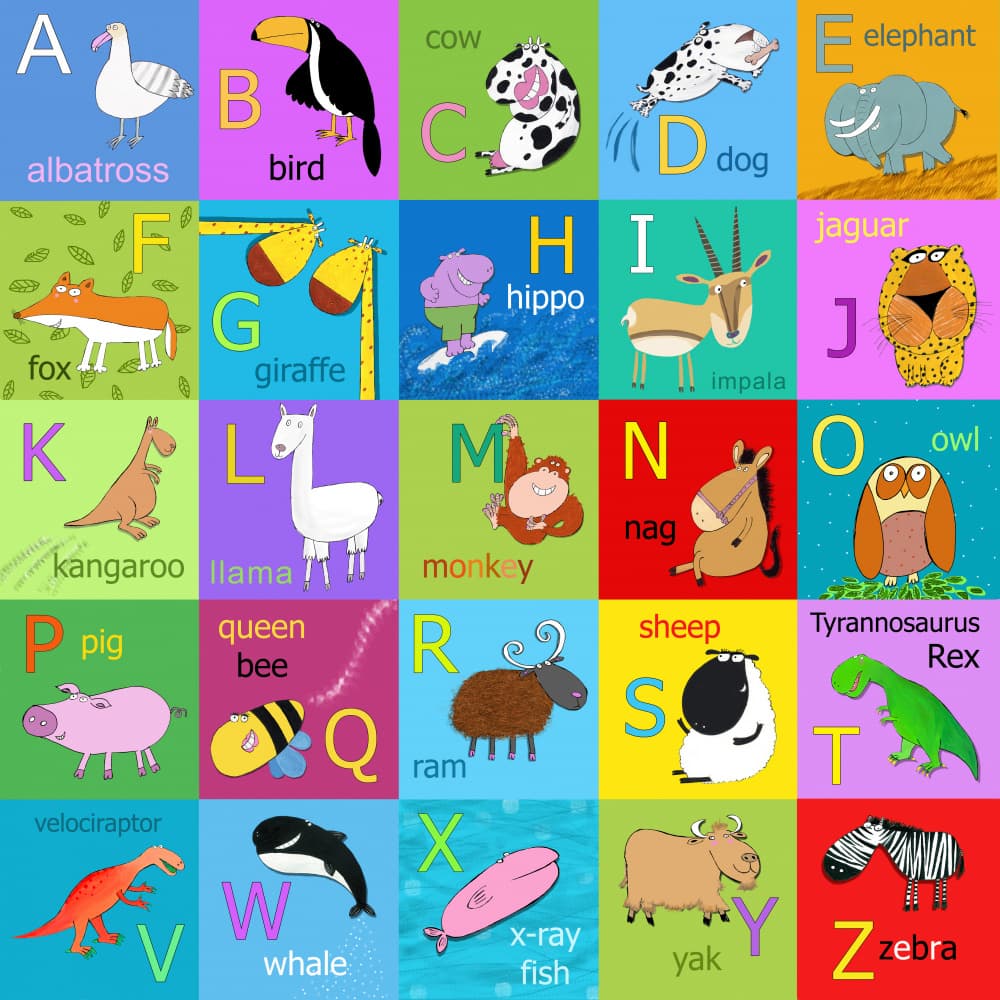 Colorful Animal Alphabet by Carla Daly — canvas wall art