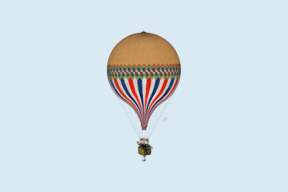 Elegant Vintage Hot Air Balloon by Wild Violets — canvas wall art