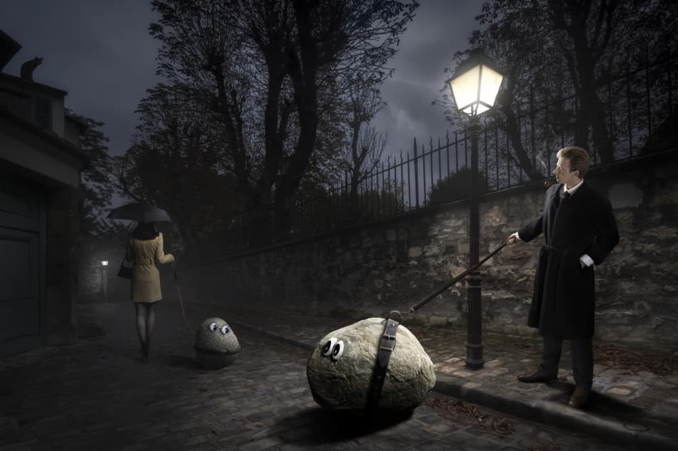 Whimsical Pet Rocks Stroll by Christophe Kiciak — canvas wall art