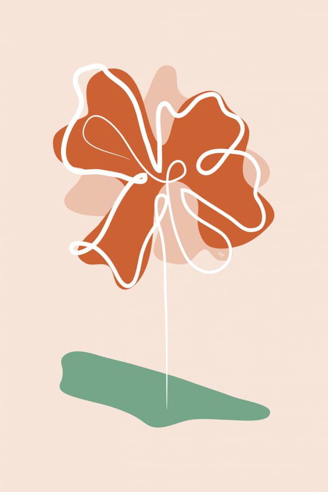 Abstract Terracotta Flower by Martina — canvas wall art