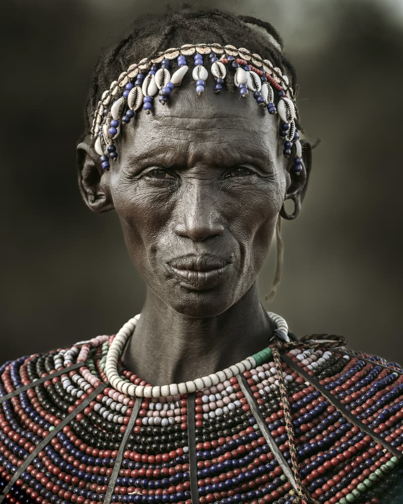 African Beaded Portrait by Tori E Bohn — canvas wall art
