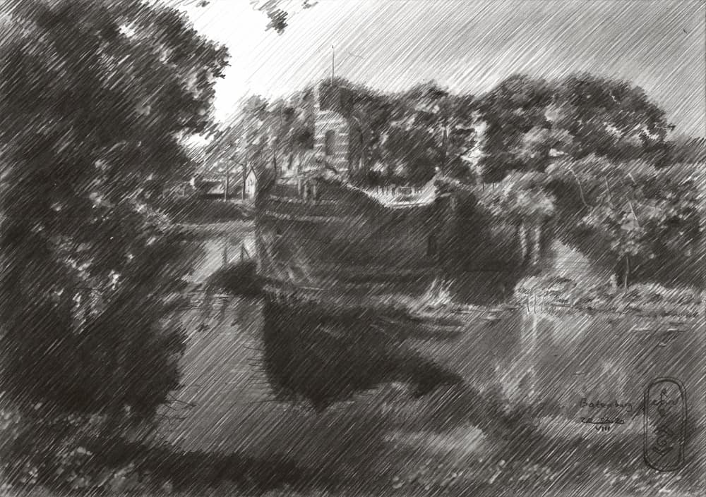 Historic Riverboat Sketch by Corné Akkers — canvas wall art