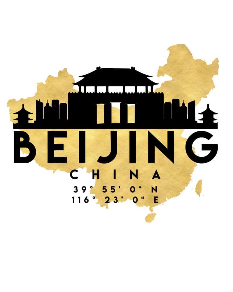 Beijing Golden City Map by Emiliano Deificus — canvas wall art