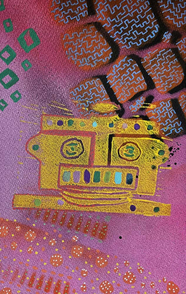 Colorful Abstract Face by Olea Huuska — canvas wall art