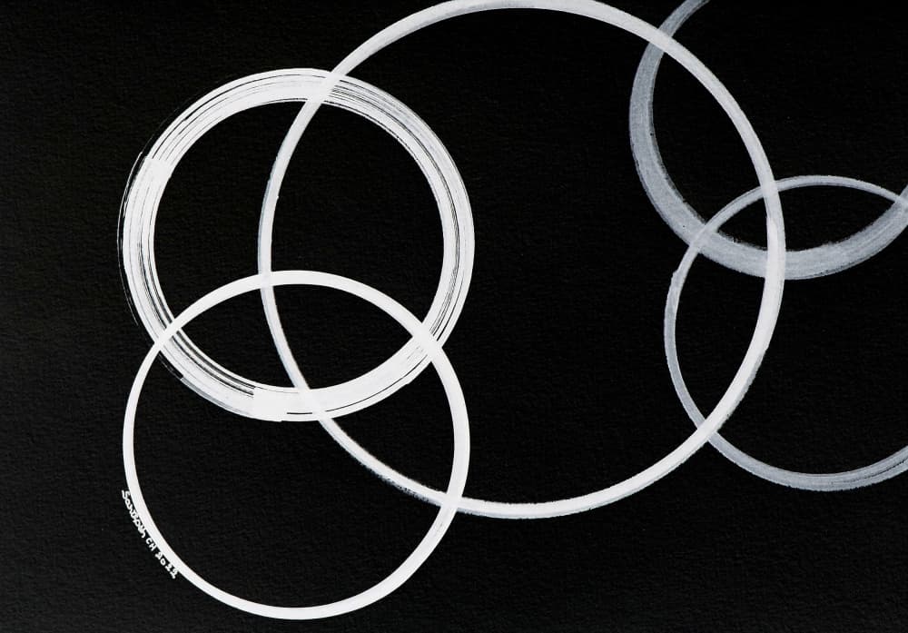 Overlapping White Circles by Santhosh ch — canvas wall art