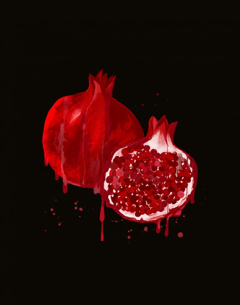Juicy Red Pomegranates by Josie George — canvas wall art