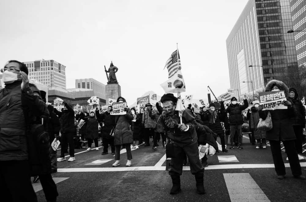 Seoul Street Protest by Swen MUN — canvas wall art