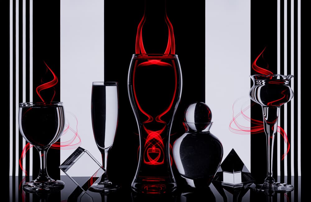 Elegant Red Glass Still Life by Lydia Jacobs — canvas wall art