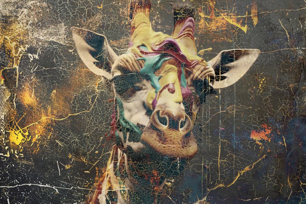 Abstract Colorful Giraffe by Rafal Kulik — canvas wall art