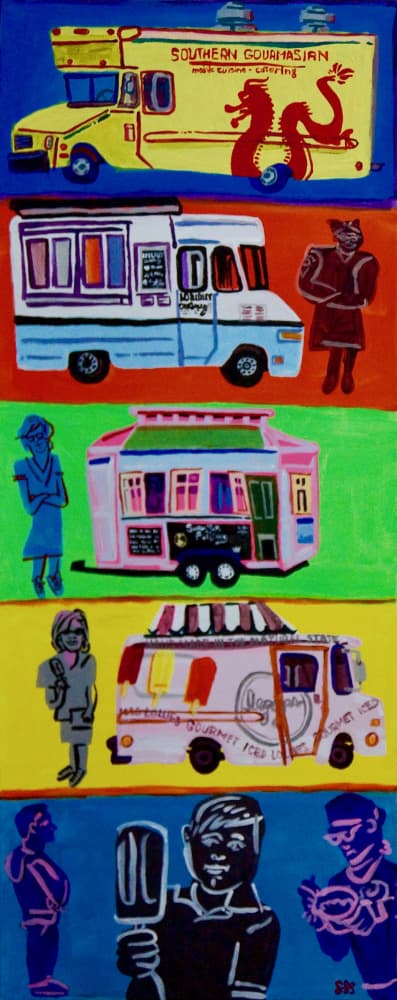 Colorful Food Trucks by Steve Spencer — canvas wall art