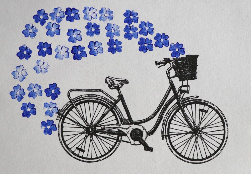 Whimsical Bicycle Blooms by Santhosh ch — canvas wall art