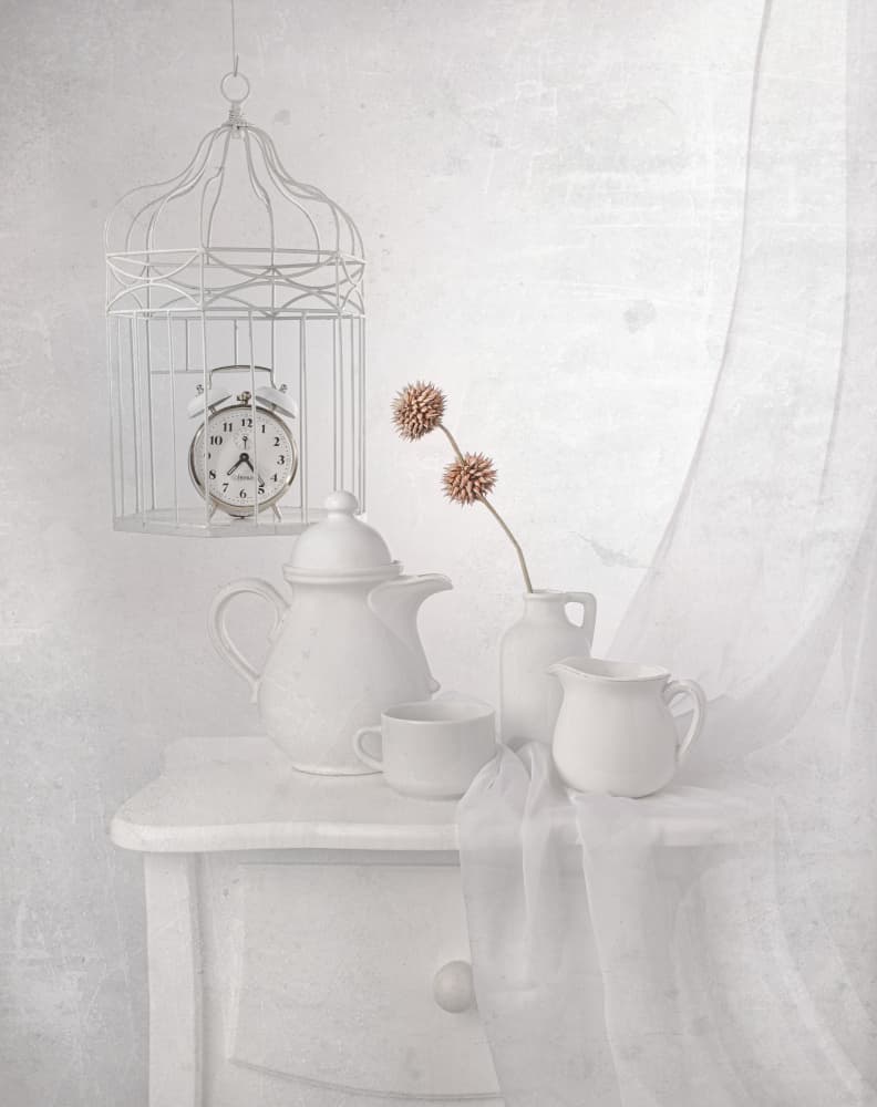 White Aesthetic Still Life by Margareth Perfoncio — canvas wall art