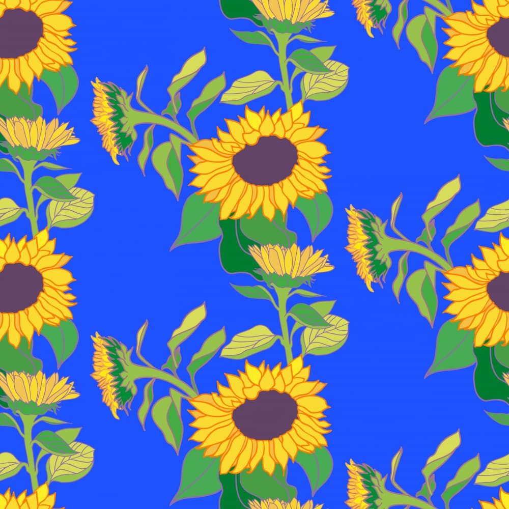 Vibrant Sunflowers Pattern by Yvonne Gustafsson — canvas wall art
