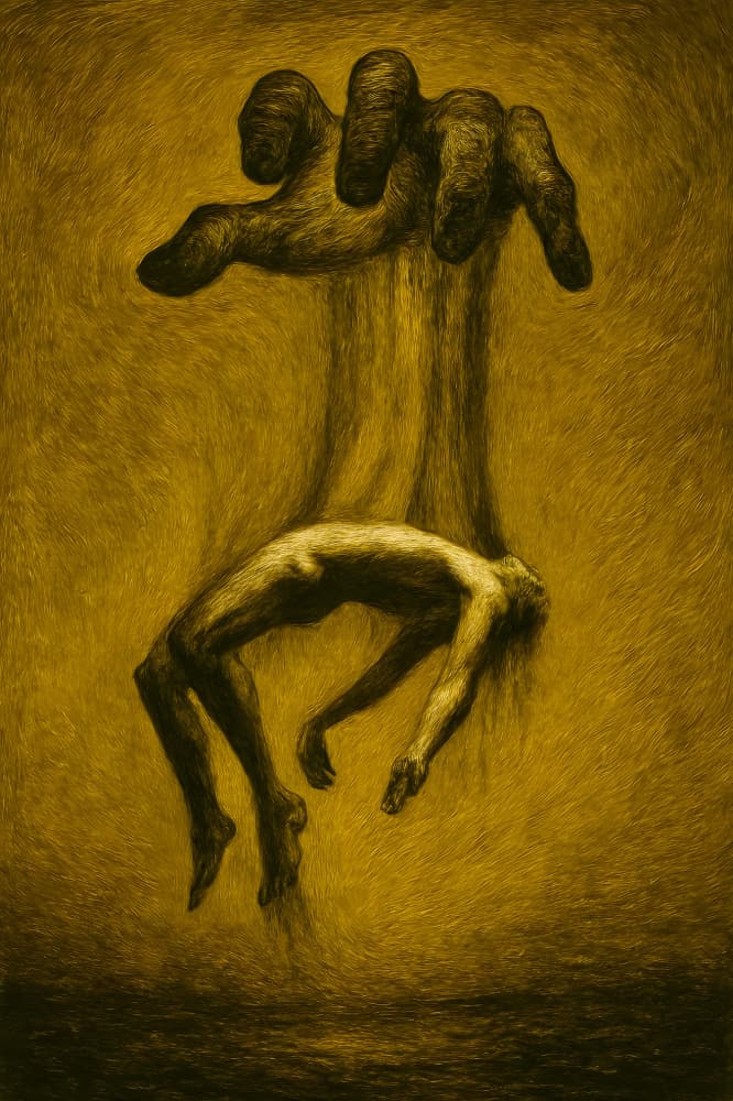 Dark Hand Floating Man by HUGO — canvas wall art