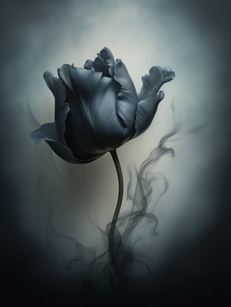 Smoky Dark Tulip by Bilge Paksoylu — canvas wall art