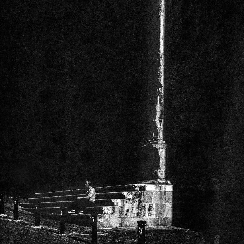 Solitary Man and Cross by Paulo Abrantes — canvas wall art