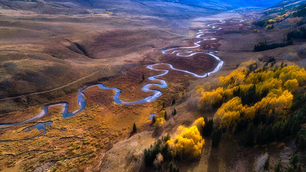 Winding Golden River Valley by Mei Xu — canvas wall art