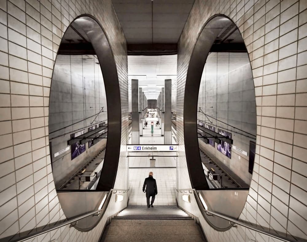 Modern Subway Symmetry by Renate Reichert — canvas wall art