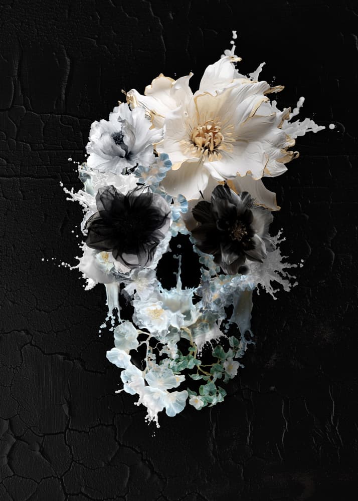 Floral Skull Splash by Ali Gulec — canvas wall art