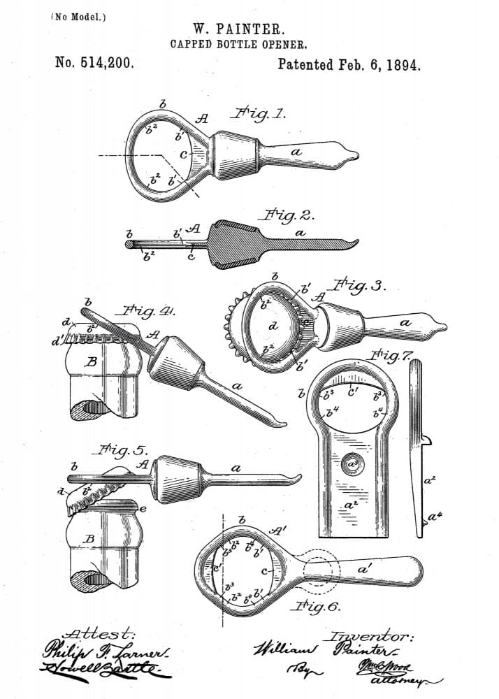 Vintage Bottle Opener Patent by Andreas Magnusson — canvas wall art