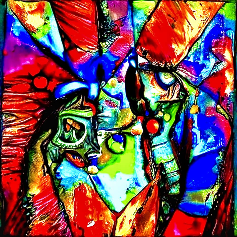 Vibrant Abstract Faces by mnemonixART — canvas wall art
