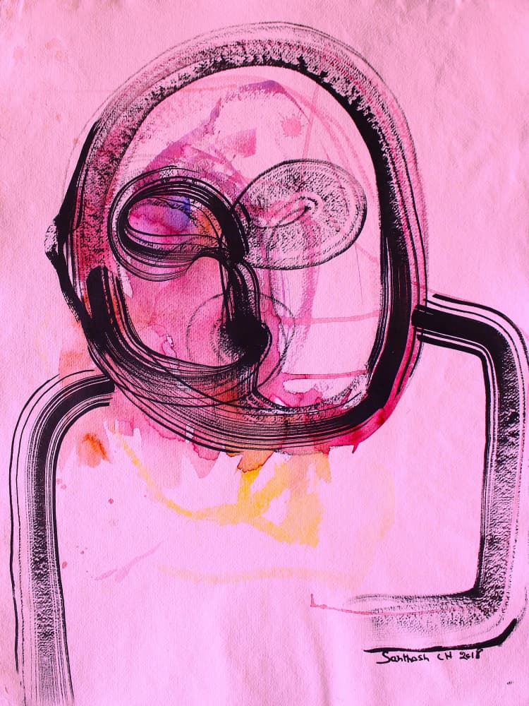 Expressive Pink Figure by Santhosh ch — canvas wall art