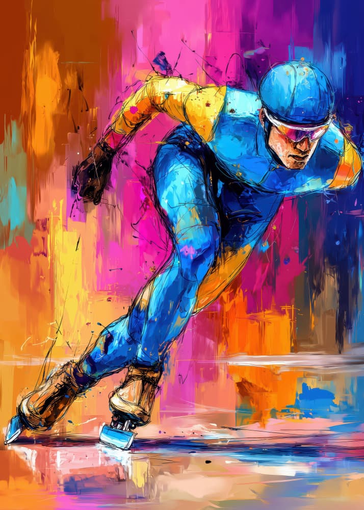 Vibrant Speed Skater by Justyna Jaszke — canvas wall art