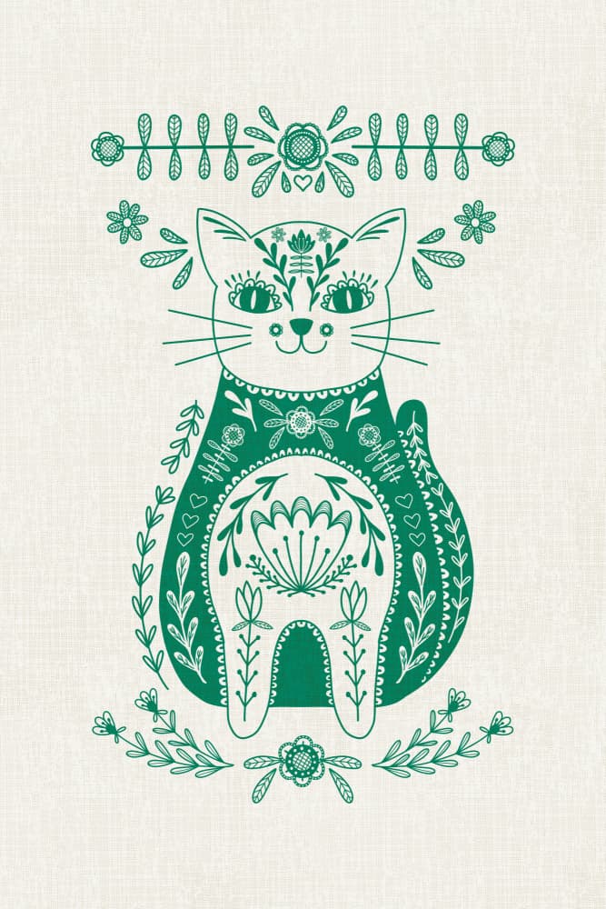 Whimsical Folk Cat by Alexandra Weise — canvas wall art