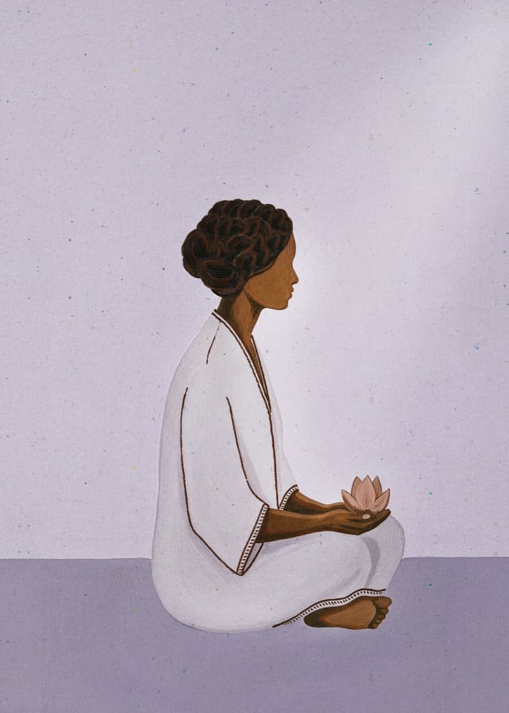 Meditating Woman with Lotus by Essa Van Reis — canvas wall art