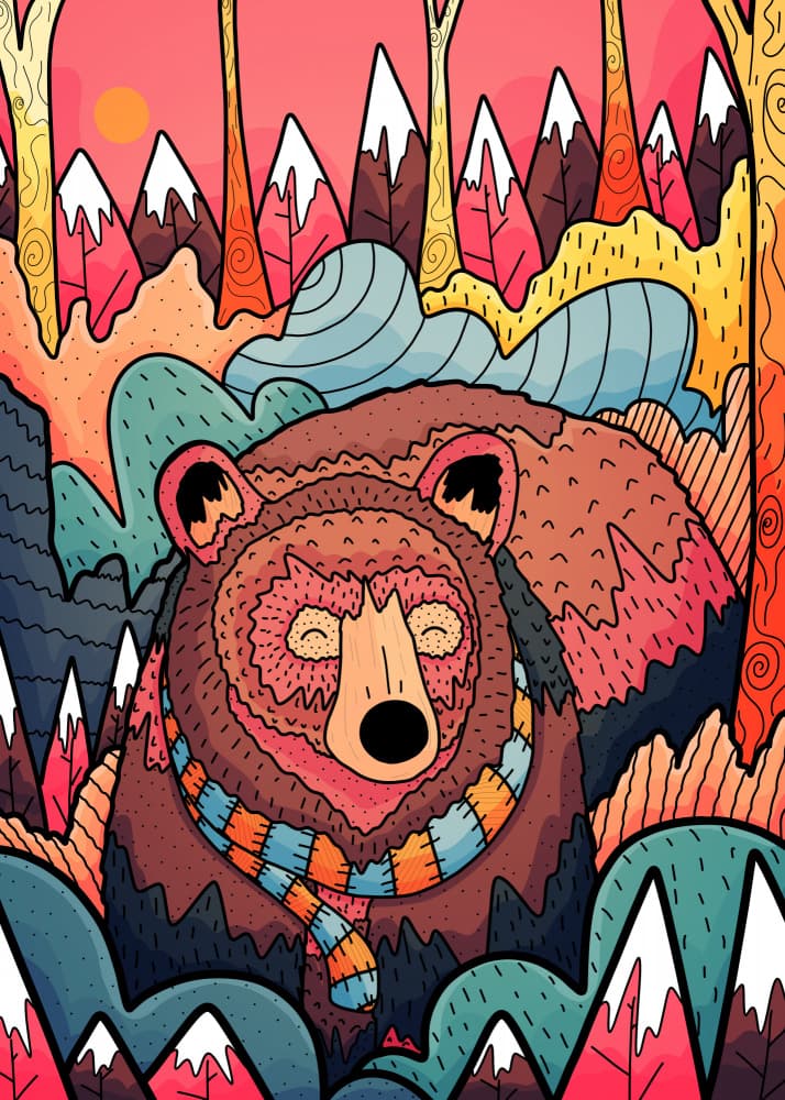 Cozy Bear In Mountains by Stephen Wade — canvas wall art