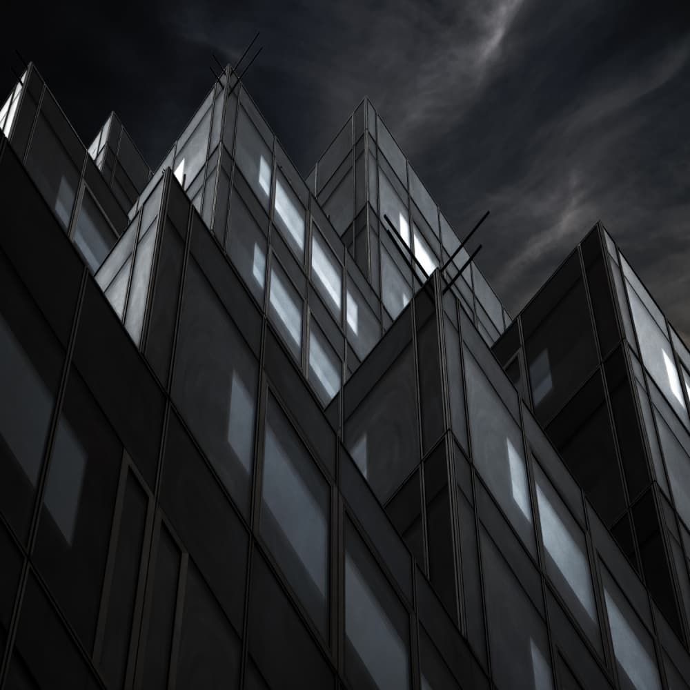 Dark Geometric Building by Gilbert Claes — canvas wall art