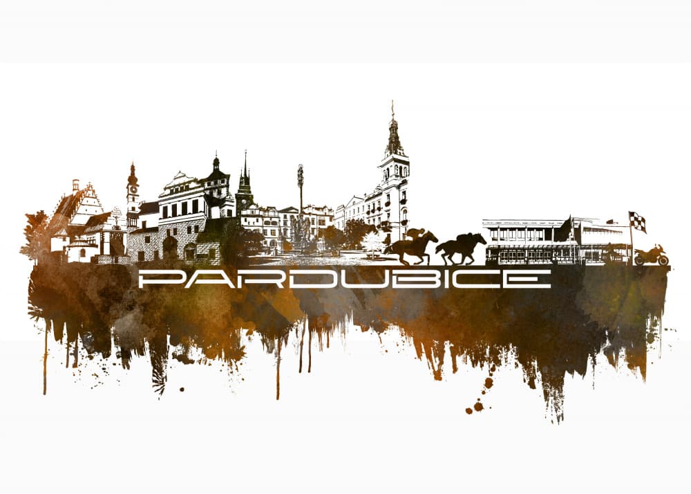 Pardubice Horse Racing Skyline by Justyna Jaszke — canvas wall art