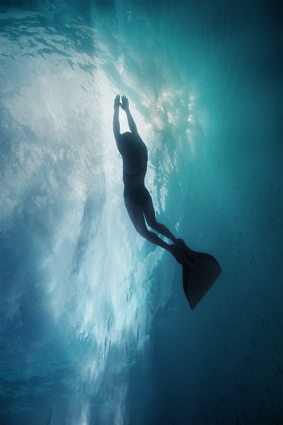Freediver Towards Light by Andrey Narchuk — canvas wall art