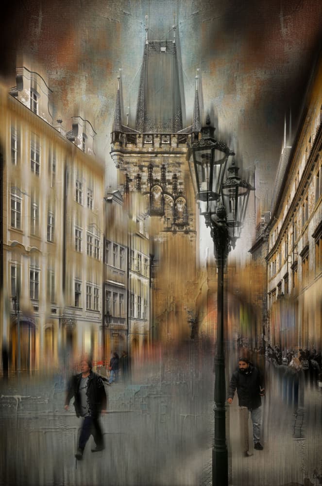 Painterly Old City Tower by Raffaele Corte — canvas wall art
