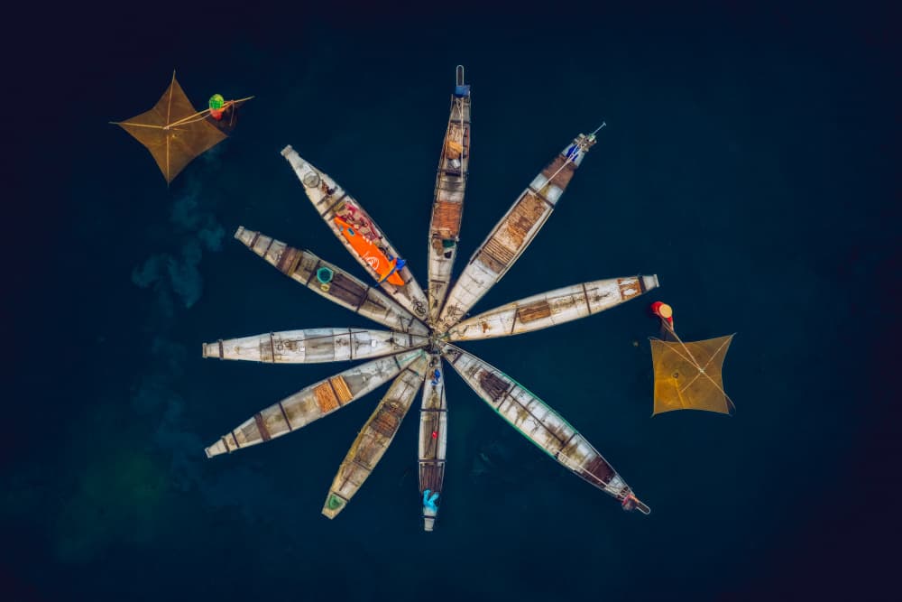 Fishing Boats Star Formation by ADIREK M — canvas wall art