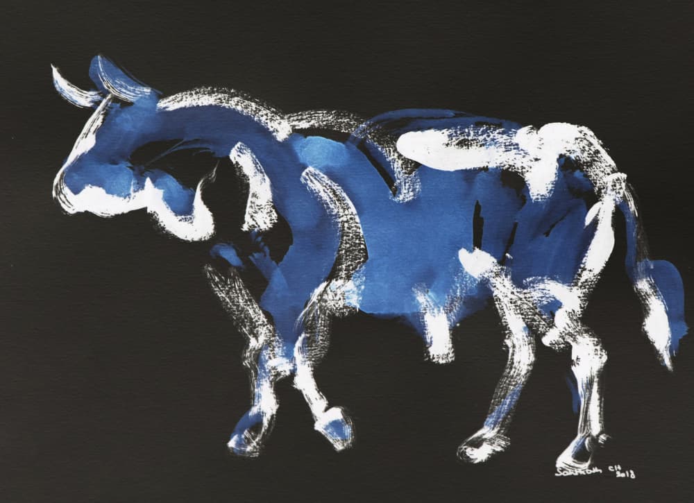 Abstract Blue Bull by Santhosh ch — canvas wall art