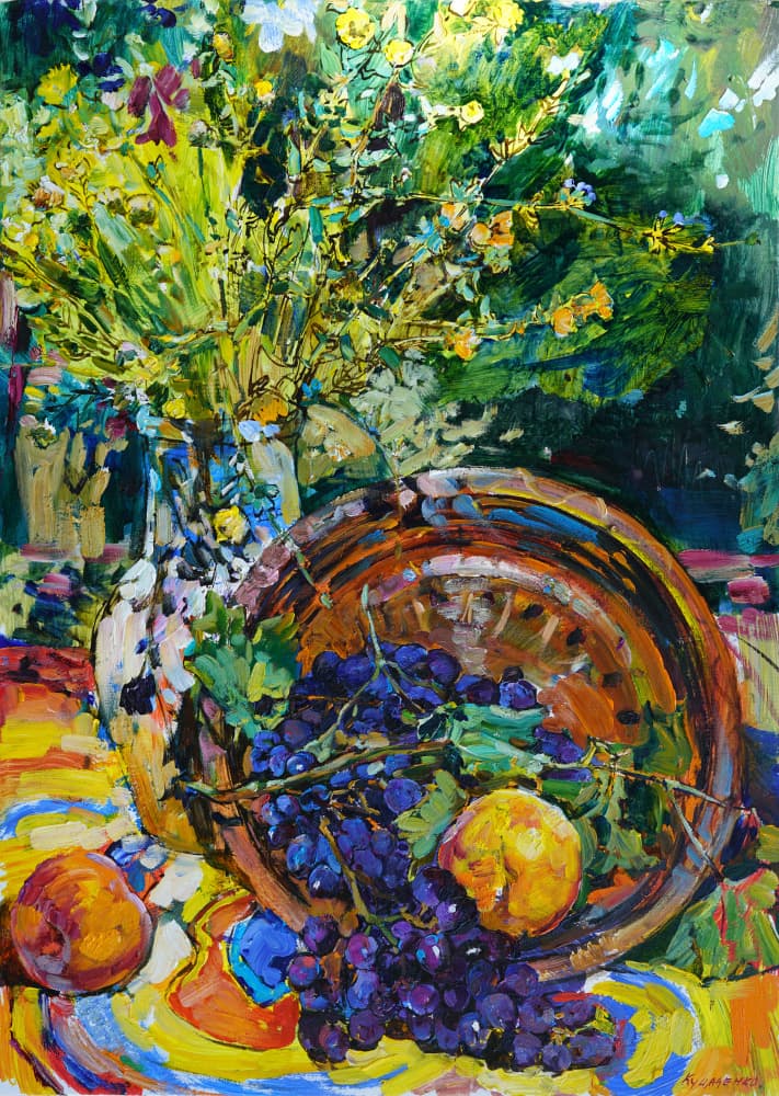 Vibrant Still Life Harvest by Andrii Kutsachenko — canvas wall art